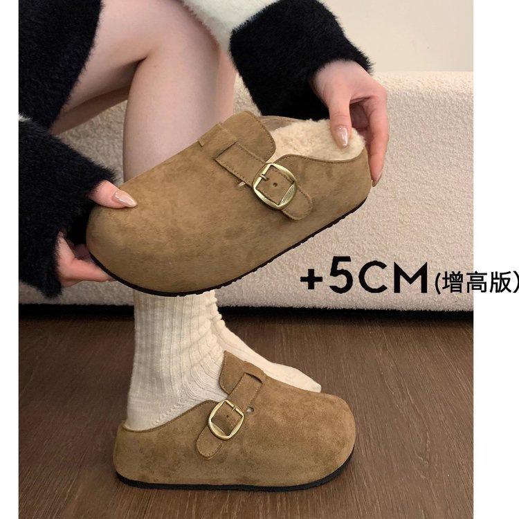 Thick-soled Velvet Birkenstocks, Bag Head, Fluffy Half Slippers, and New Autumn and Winter Cotton Slippers.