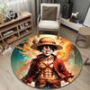Circle Rug One Piece Monkey D Luffy Straw Hat Anime Fire Art Game Room Decor