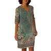 Dresses For Womens Vintage Print Tunic Waisted Midi Dress Summer Casual  Half Sleeve Dress