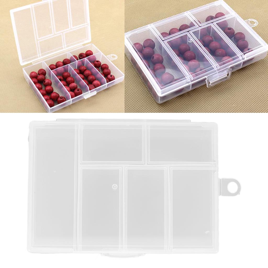 6 Grids Clear Organizer Box Sealing Cover Jewelry Storage Container Box for DIY Crafts Beads