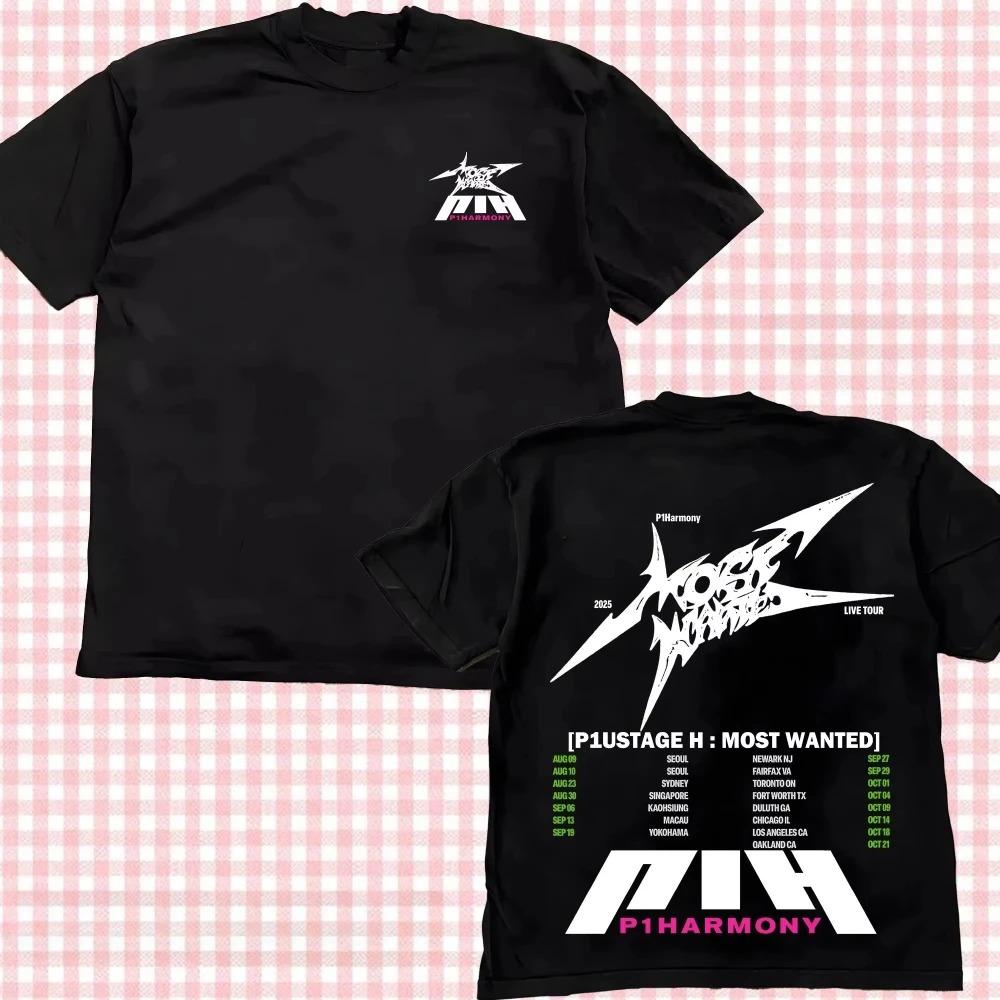 Summer Male P1Harmony 2026 DUH Same T-shirt Kpop Printed Summer Short Sleeve Tee for Fans Men Women Clothing Streetwear T Shirts