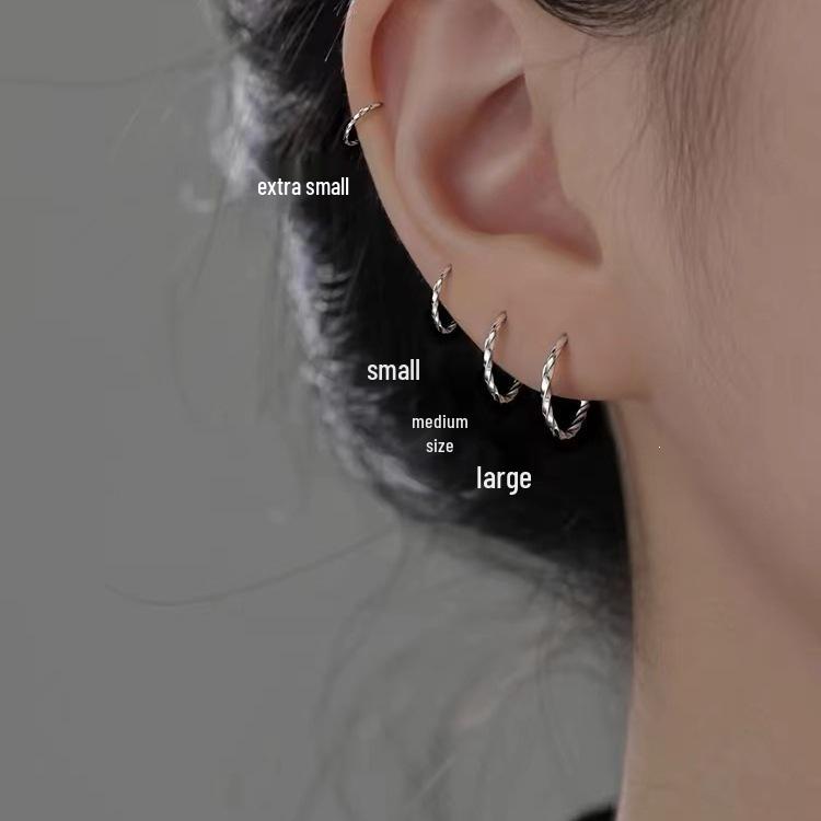 2024 Hot Plain Hoop Sterling Silver Stud Earrings for Women - Comfortable for Sleeping, Ideal for Ear Hole and Cartilage Care.