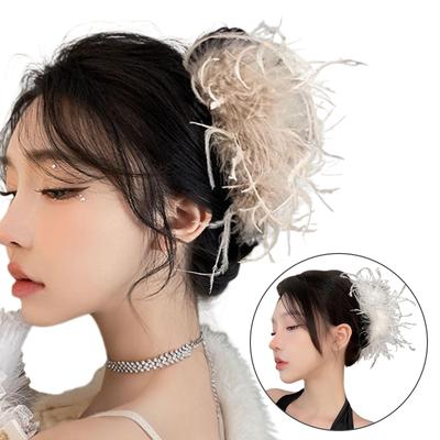 Hair Claw Clip Feather Theme Hair Claw Clamp Lovely 1920s Hair Holder Barrettes Strong Hold Hairpin for Girls