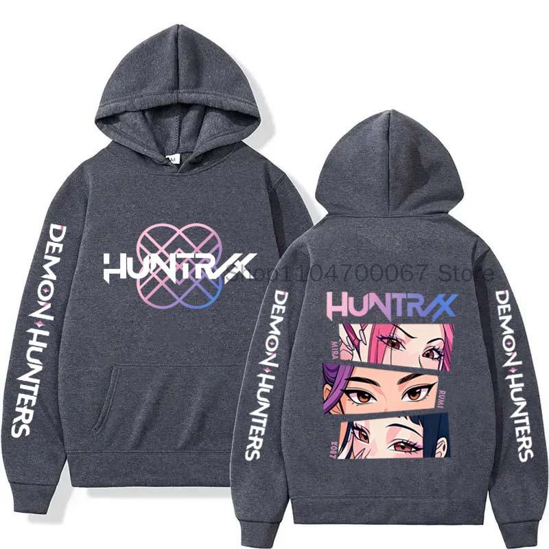 Harajuku Kpop Demon Hunters Bluza z kapturem z grafiką Mira Rumi Zoey Huntrix Nadruk Pulower z kapturem Mężczyzna Kobieta Prezent dla fanów Casualowa bluza