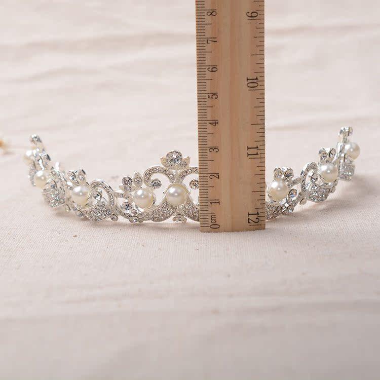 Korean Style Exquisite Rhinestone Bridal Jewelry Alloy Pearl Crown Wedding Dress Headpiece