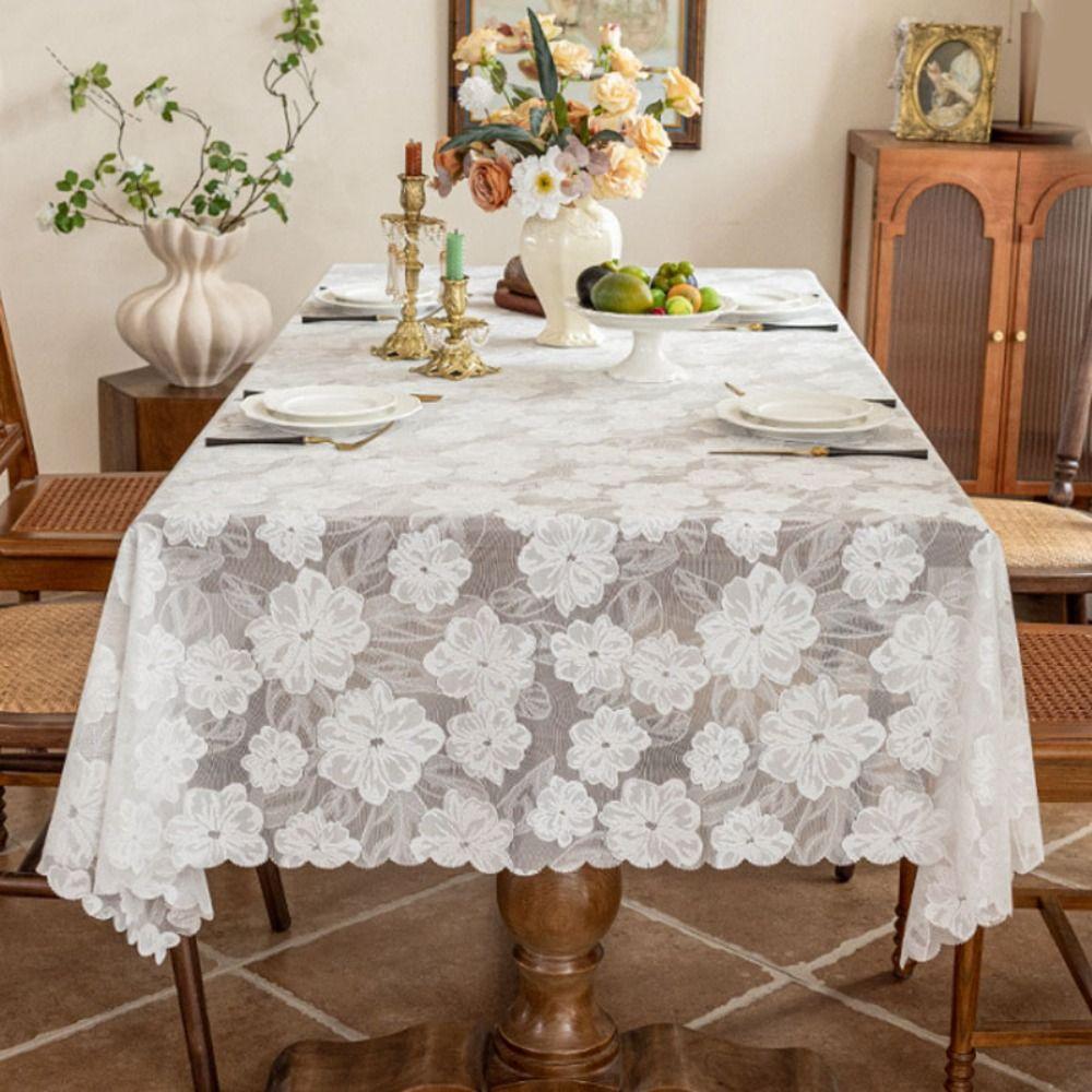 

Винтажная кружевная скатерть с вышитым цветком, скатерть для свадебной вечеринки