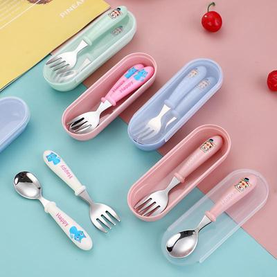 Ensemble de vaisselle pour enfants à motifs de dessins animés: Ensemble cuillère et fourchette en acier inoxydable
