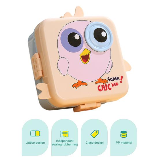 1600ML Bento Lunch Box with 3-Compartment Leak-proof Cartoon Lunch Container with Sauce Cup BPA Free Portable Snack Box for School Age 3-12 Kids