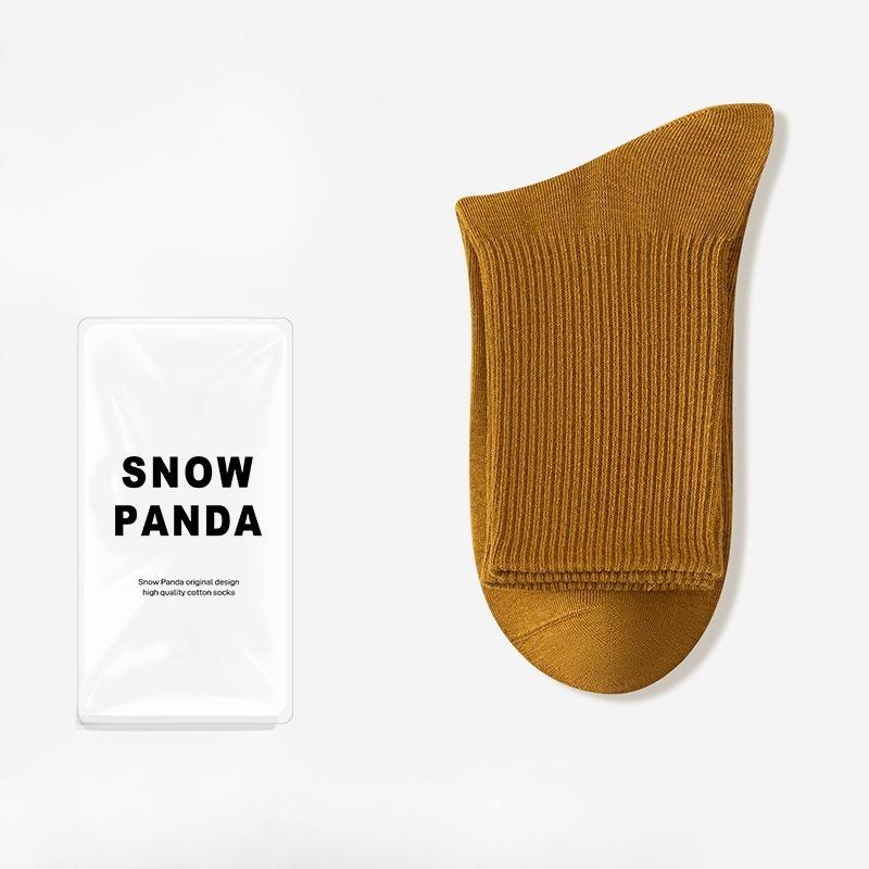 Men's Cotton Socks - Thick Socks for Autumn and Winter, Plain-colored Mid-calf Socks, Sweat-absorbing and Odor-resistant Business Socks