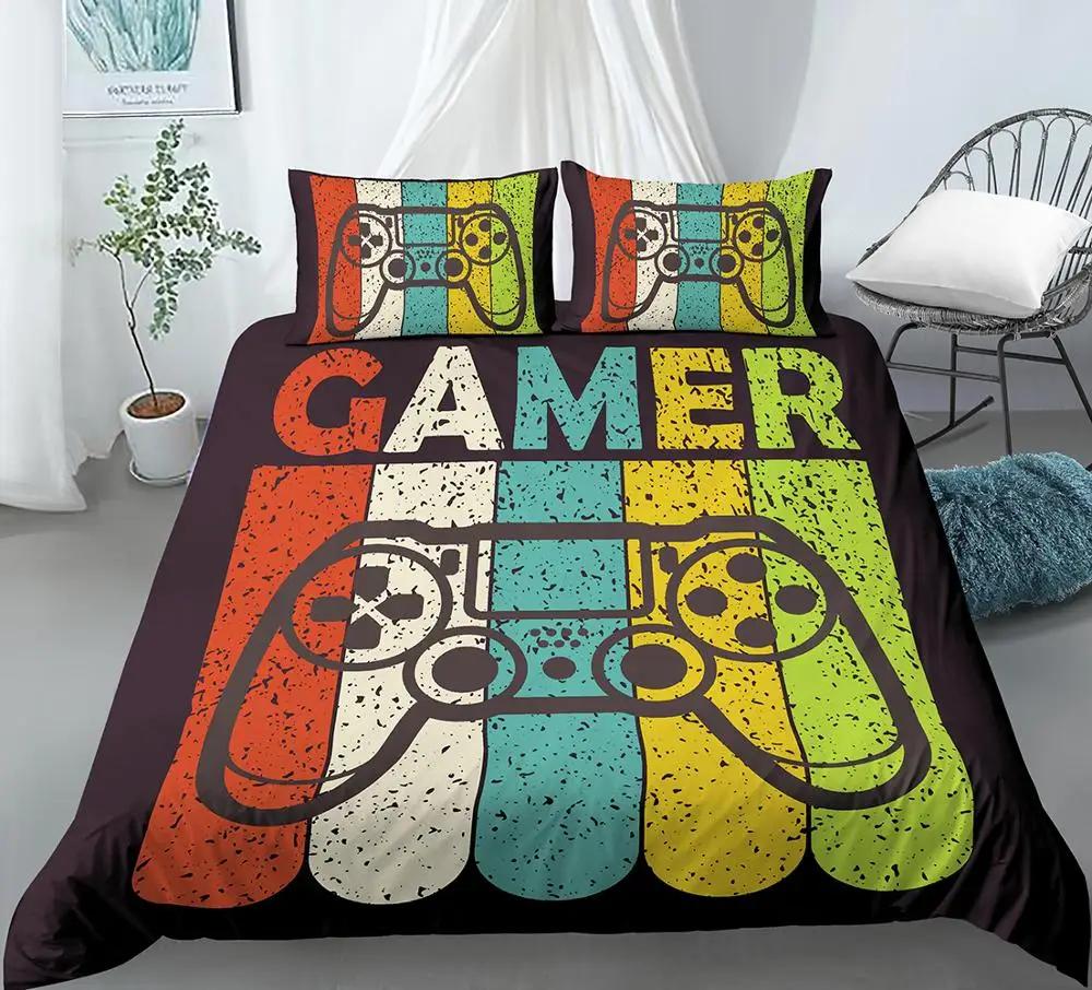 Bedding Set for Boys Modern Gamer Comforter Cover Video Game Duvet Cover Kids Bedding Set Gamer 2/3pcs Polyester Quilt Cover