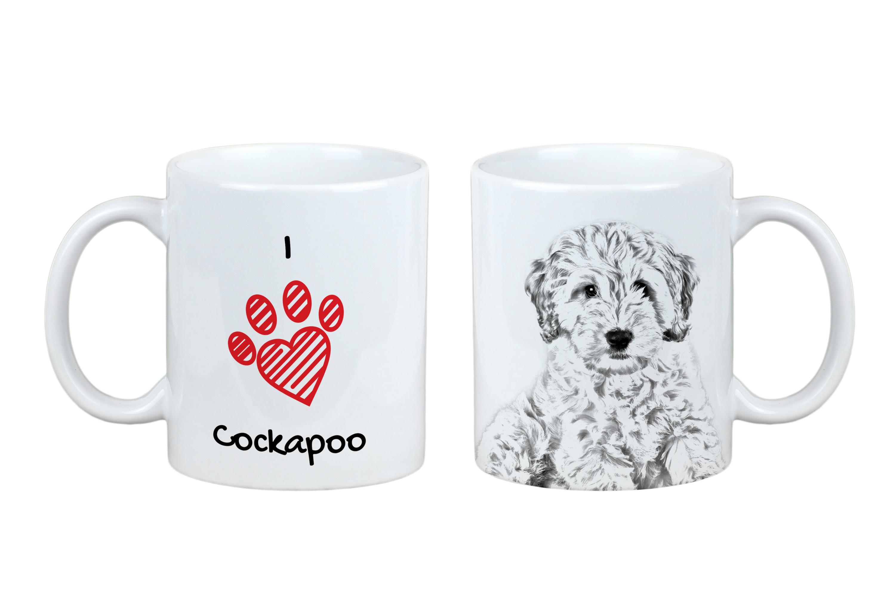 

Cockapoo, Cockerpoo, Cockerdoodle - cup with a dog, cute cup with graphics, a gift with your photo from the Art-Dog brand білий