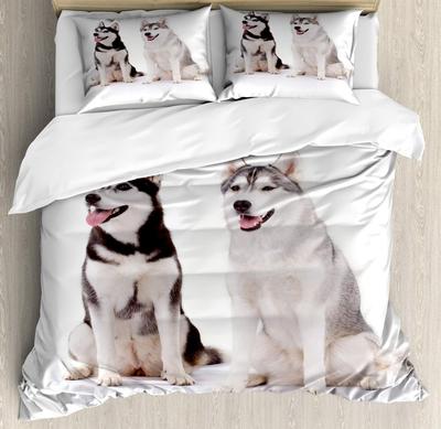 Lovely Husky Soft Duvet Cover Set Pupy Dog Husky Beding Set Lovely Dog Comfortable Quilt Cover Single Quen King Fashion Modern Gift for Children Kids