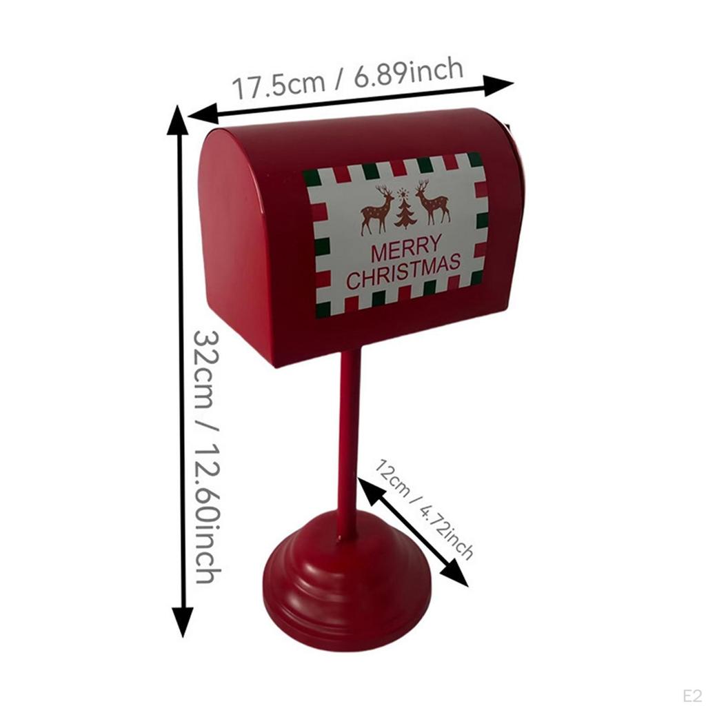 Santa Mailbox Red Large Capacity Iron Gifts Decoration Ornament Newspaper Holder Post Box for Home
