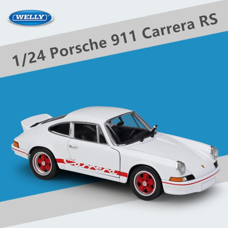 Welly 1/24 Porsche 911 Carrera RS Alaşım Spor Araba Modeli Döküm Metal Oyuncak Yarış Araçları Araba Modeli Simülasyon Çocuk Hediye