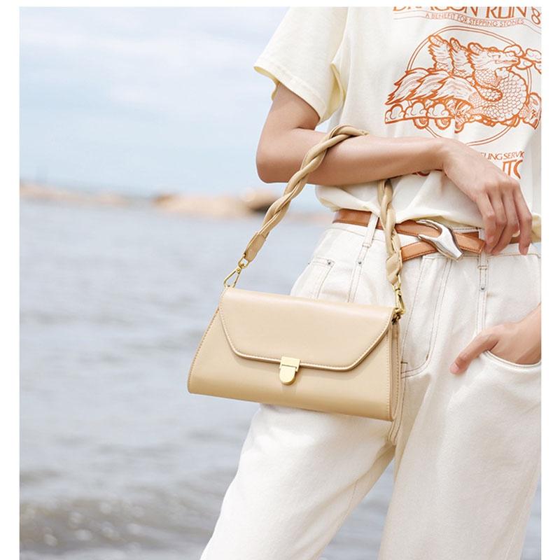IELGY woven retro baguette one shoulder chain solid color underarm fashion Women s messenger bag