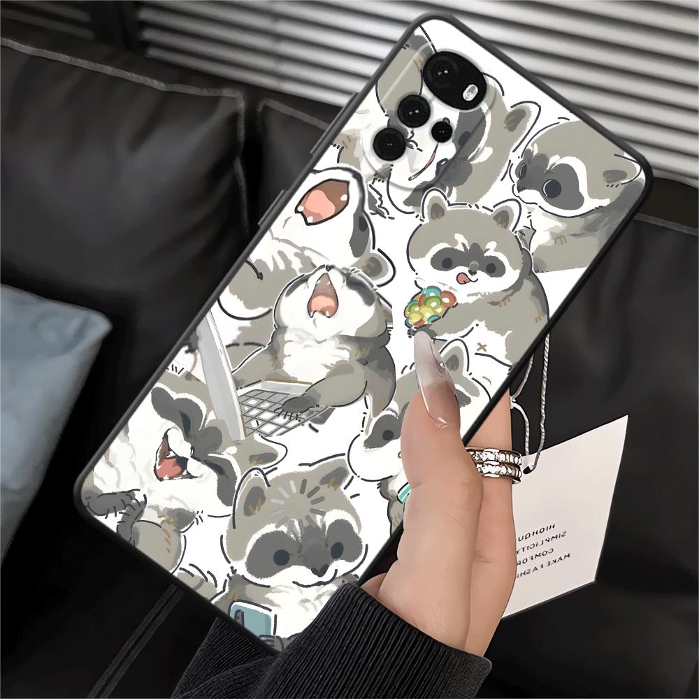 

Phone Cover Case for Motorola Moto G22 Edge40 G53 G30 G32 G51 G73 G71 G60s Edge 20 Pro 30 Lite G50 G52 Cartoon Raccoon Motorola Edge 20 Lite