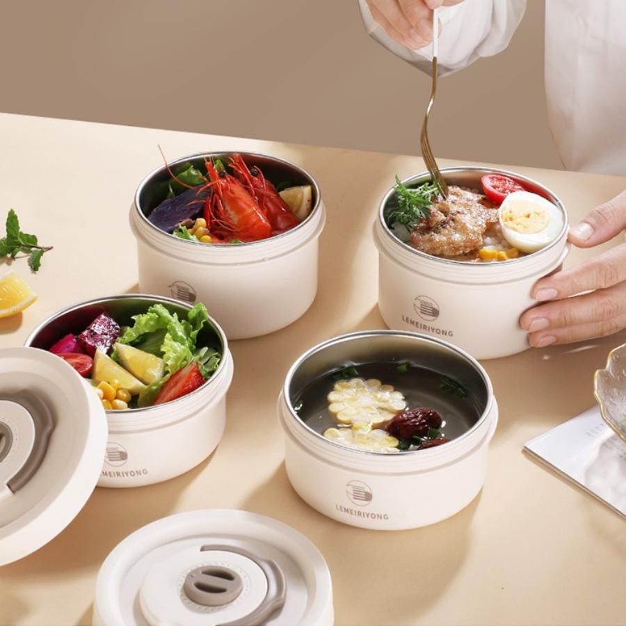 Rundes 304 Edelstahl Bento Box Set Stapelbar Auslaufsicherer Lebensmittelbehälter mit Isolierter Tragetasche