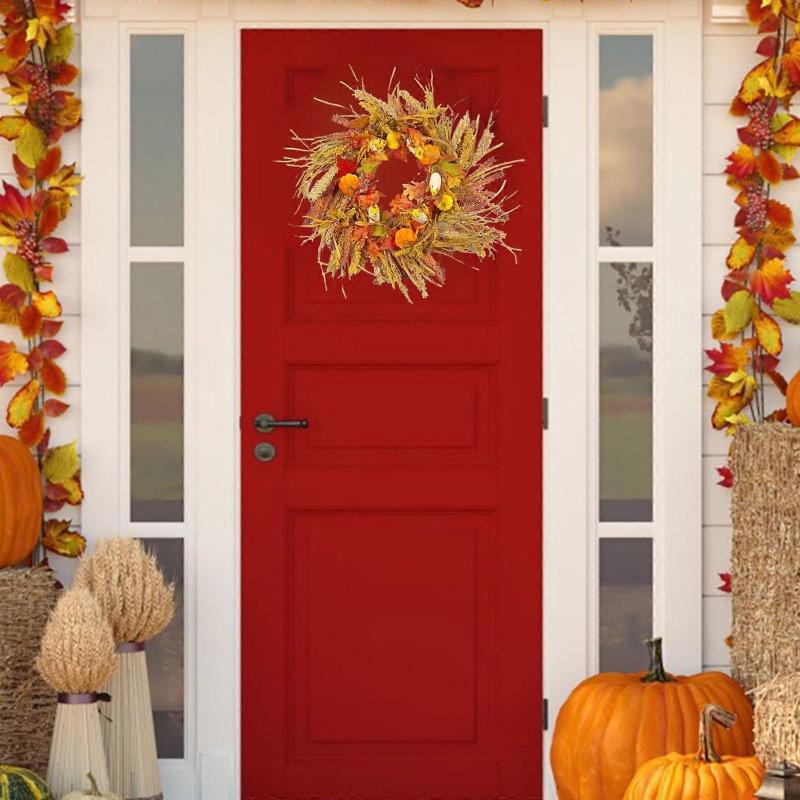 Fall Wreath Artificial Garland Front Door Harvest Thanksgiving Halloween