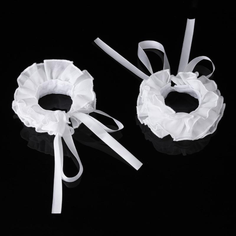 Elizabethan Ruffle False Collar Victorian Style Neck Ruff and Wrist Cuffs Set for Halloween Cosplay Costume Accessories