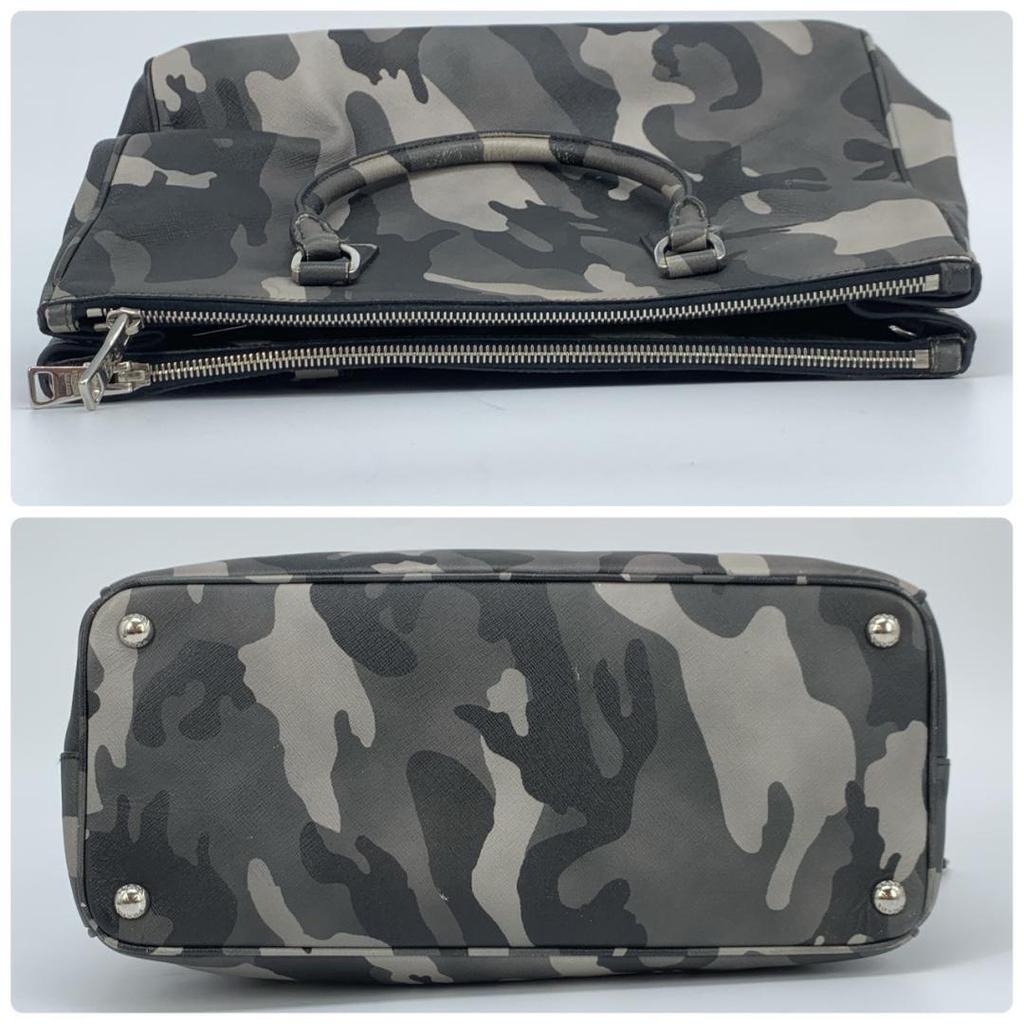 Prada Handbag Tote Bag 2-Way Shoulder Bag Crossbody Bag Silver Hardware Leather Genuine Leather Camo Camouflage