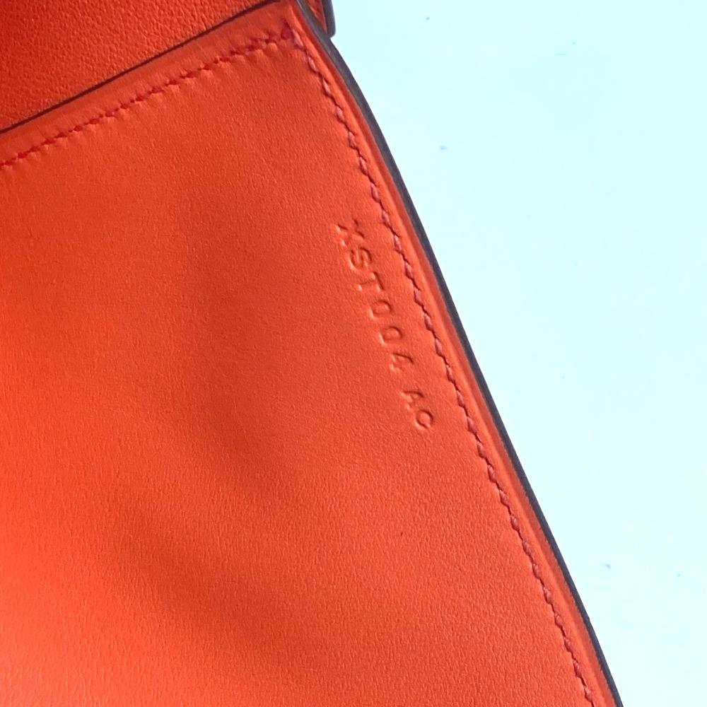 HERMES Flap Pouch Puri Plat Two fold Clutch bag Swift Orange Unused