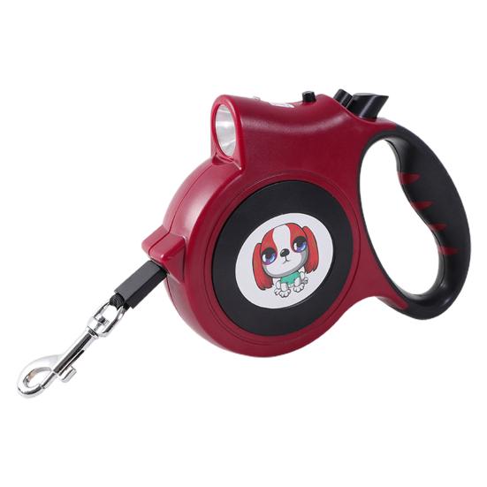 

Поводок для домашних животных с автоматическим масштабированием и нескользящей ручкой, 5 м, со светодиодным фонариком, мультяшным рисунком, прогулочный поводок для домашних животных, щенков, кошек, товары для домашних животных красный