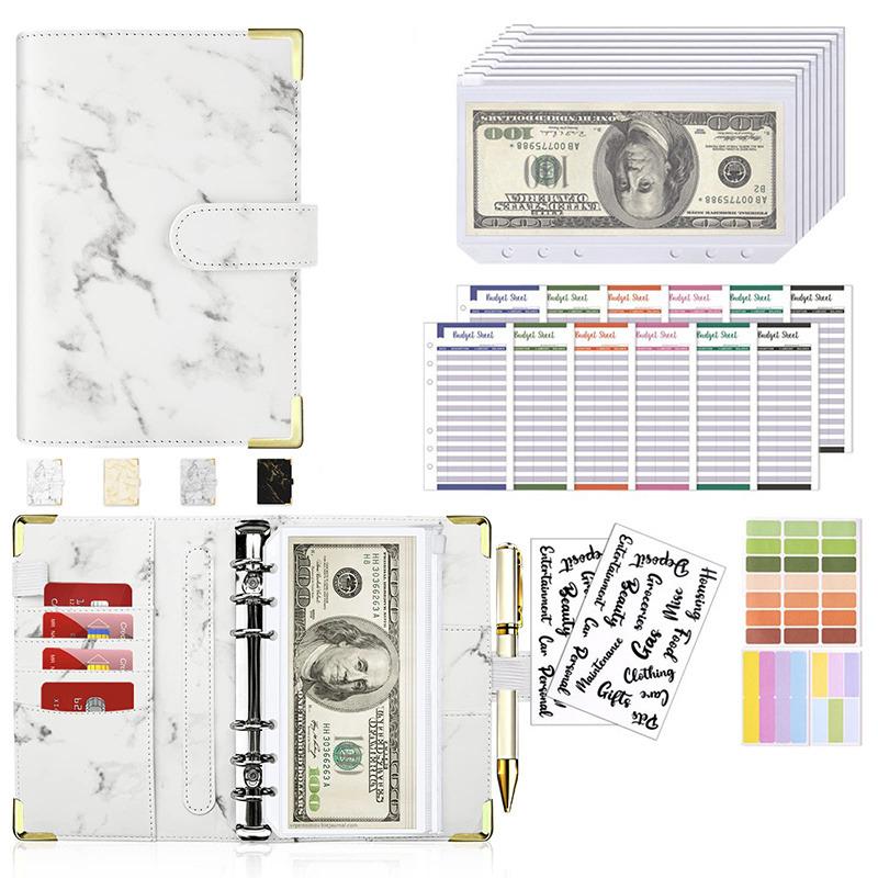 Portable A6 Cash Envelope Budget Notebook With 6 Holes Loose Leaf Binder For Saving Money Financial Management Planner