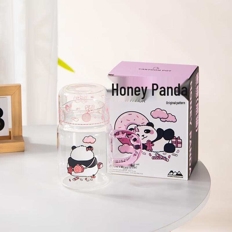 Panda Design Glass Kettle and Cup Gift Set