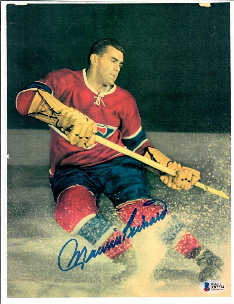 MAURICE ROCKET RICHARD Foto Autografata Poster Pittura Beckett COA Montreal Canadiens Hockey