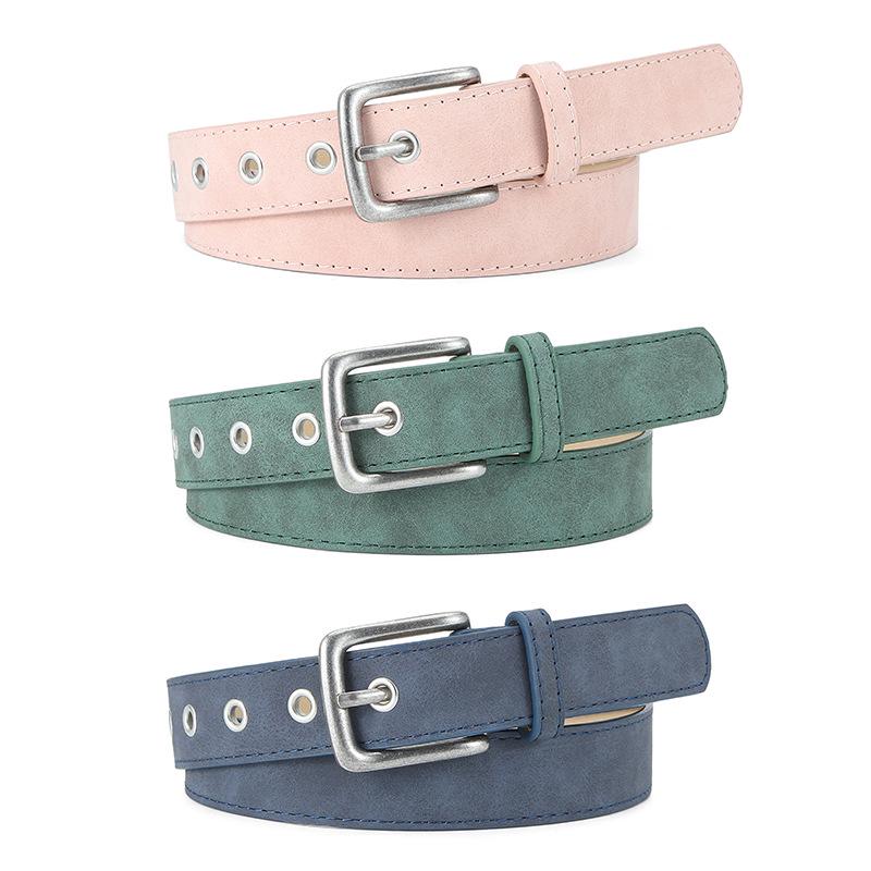 Women's Retro Literary Style Frosted Textured Pin Buckle Belt - Durable PU Leather