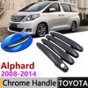 Black Carbon Fiber Door Handle Cover for Toyota Alphard Vellfire AH20 2008~2015 2014 Car Accessories Stickers Trim Set Chrome