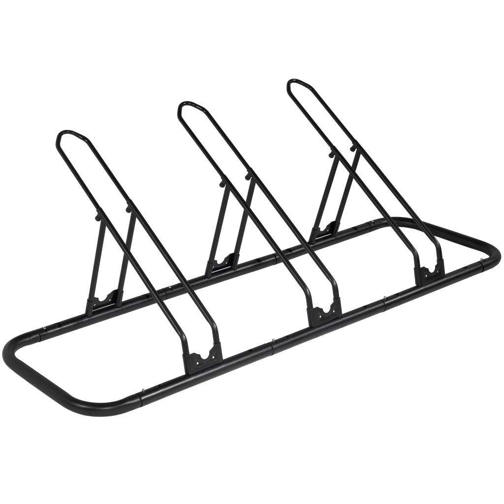 CyclingDeal Bicycle Floor Parking Rack Stand for Mountain MTB Road Bikes Indoor Home Garage Storage Adjustable 3 Bikes - - -