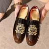 Trend New Men's Pointed Glossy Embroidery Slip On Shoes Male Flats Dress Loafers Homecoming Pageant Footwear  Zapatos Hombre