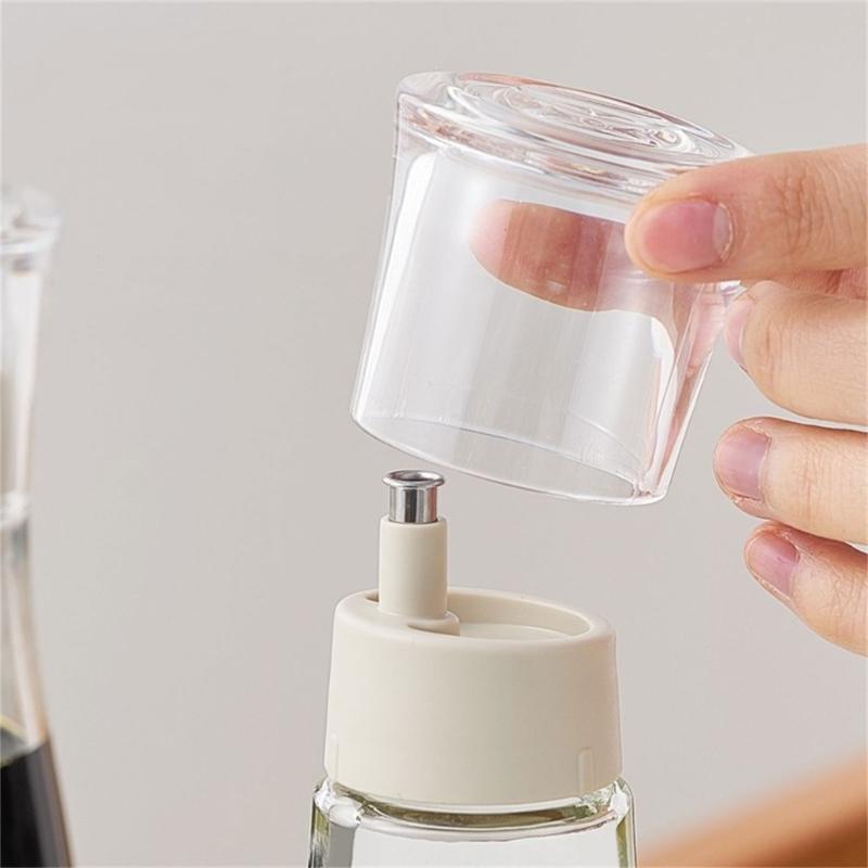 Efficient Oil Dispenser with Controlled Pour Spout Portable Glass and Steel Oil Bottle Dispenser for Kitchen