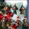 Christmas Cartoon Dog Ornament Acrylic Cute Dog Pendant Dog Figurines Decor Xmas Tree Backpack Car Interior Decor