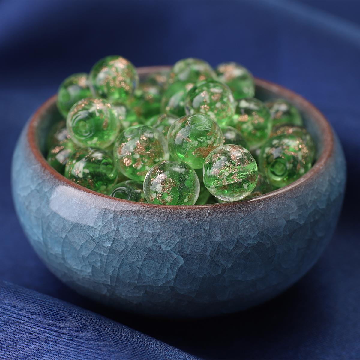 

10 мм светящиеся в ночное время красочные свободные глазурованные стеклянные бусины для браслета и ожерелья DIY Изготовление ювелирных изделий 10mm 10pcs зелёный