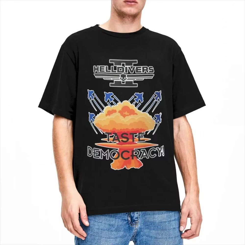 Men Women Helldivers 2 Gaming Taste Democracy T-Shirts Accessories Novelty Cotton T Shirt Tee Clothing All Seasons