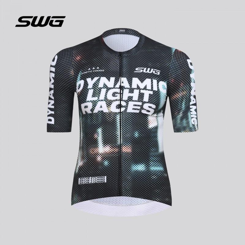 SWG Cycling Jersey Set Men Women Quick Dry Bike Racing Top Neon Print