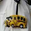 Handmade Leather Keychains School Bus Bag Charm KeyChain KeyRing Creativity, Birthday Gifts