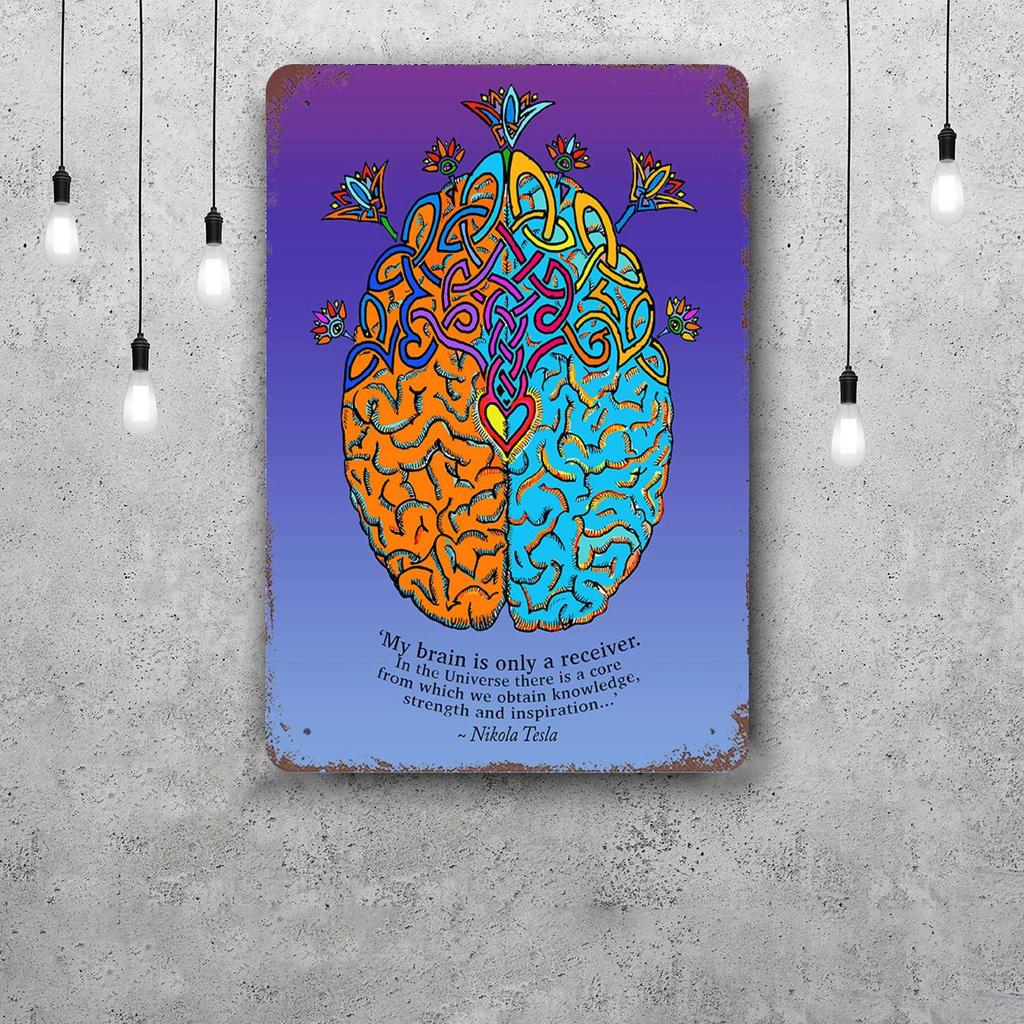 Brain Funny Bar Metal Sign Retro Plaque Vintage Sign Alcohol Drinker Pub Club Man Cave Kitchen Wall Decoration