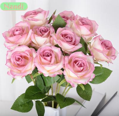 5 Stück Künstliche Rosenblume Seide Langer Zweig Bouquet Hochzeit Zuhause Zimmer Tisch Mittelstück Kunstpflanze Kranz Zubehör