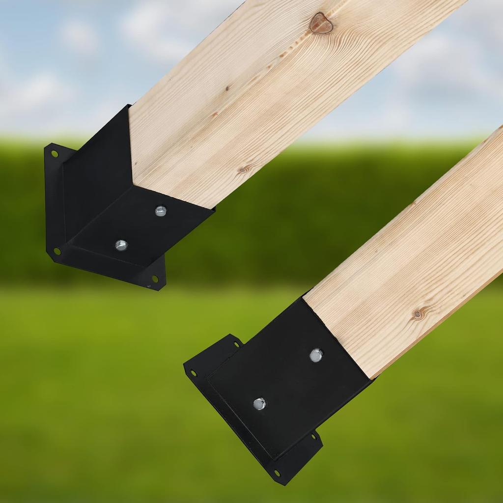 Wooden Pole Base Screwed To Concrete Black 140X140Mm 2Pcs