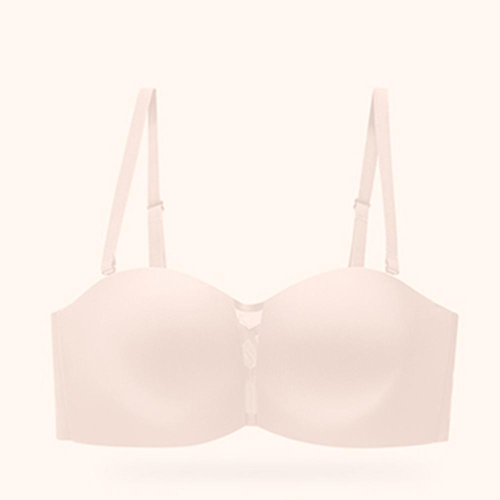 

Нескользящее бюстье без бретелек, не оставляющее следов, сто толстых чашек в сборном бюстгальтере 32/70AB розовый