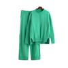 Fashion suit women's autumn and winter new casual solid color loose knitted semi-turtleneck sweater two-piece set