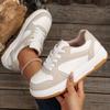 Fashion Pu Leather Thick Bottom Casual Sneakers Women Spring Autumn Platform Sports Shoes Woman Comfort Lace Up Vulcanized Shoes Female