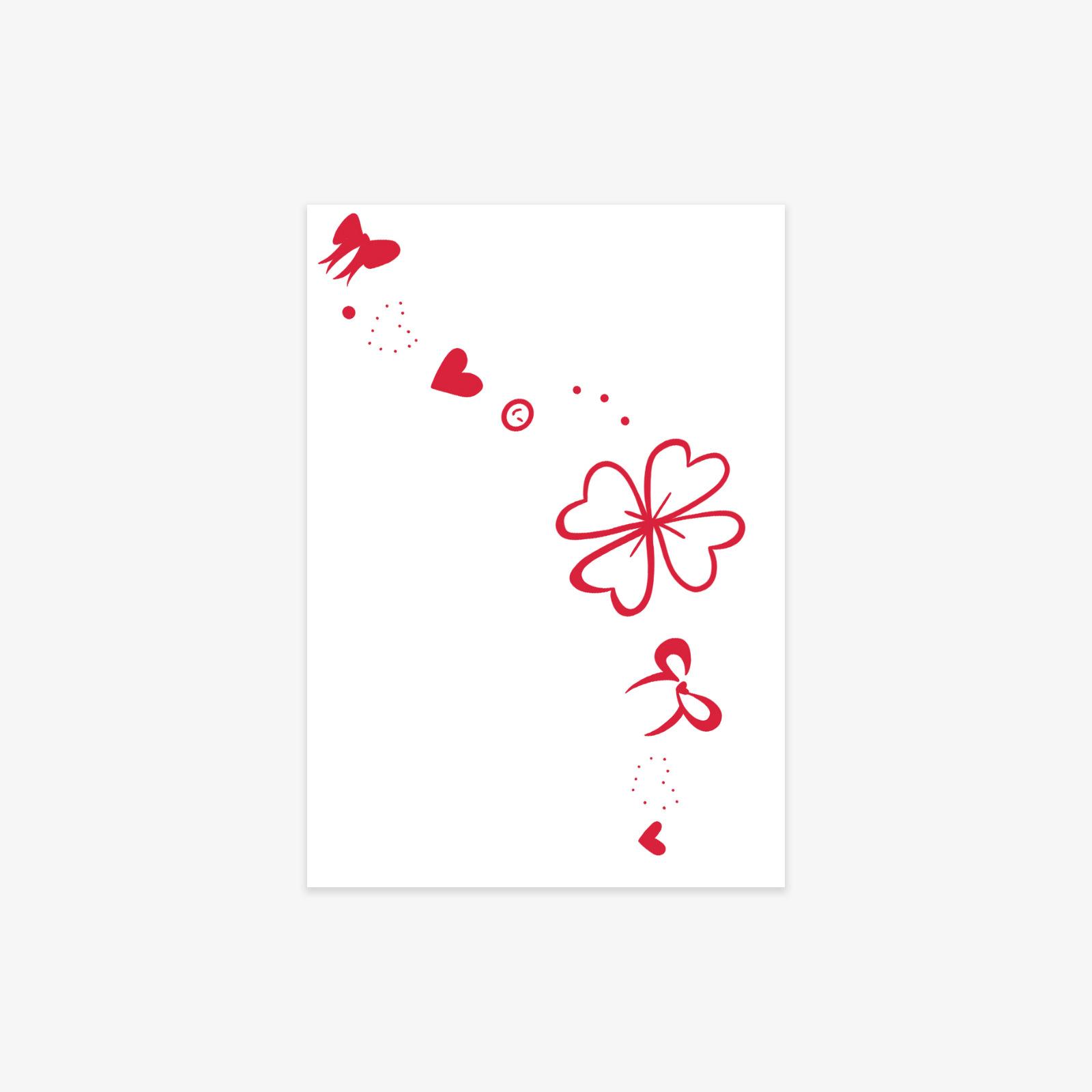 

Tattoo Sticker Cute Four-Leaf Clover Bow Waterproof And Long-Lasting Female Arm Waist Tattoo Sticker 7*10