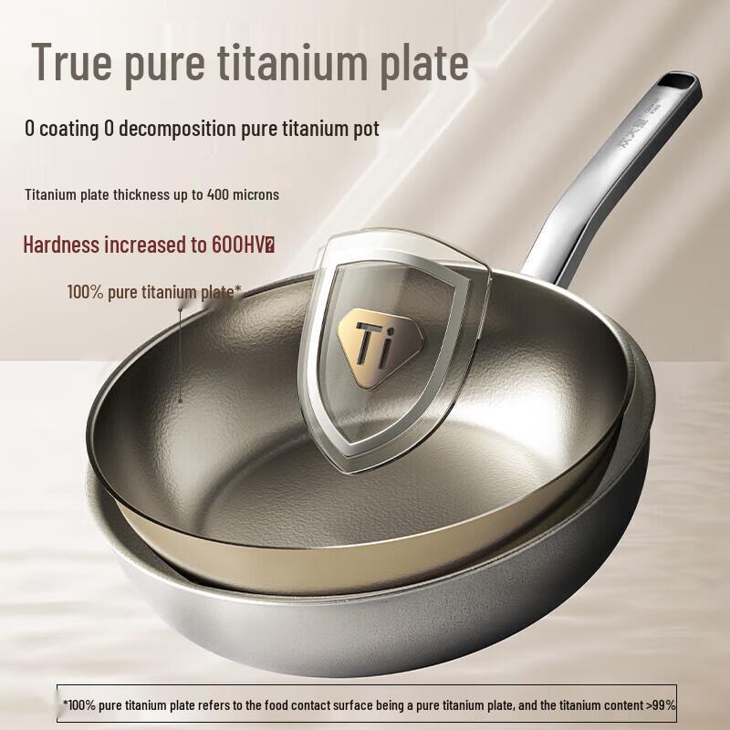 CuiDaHuang 28cm Pure Titanium Non-stick Frying Wok