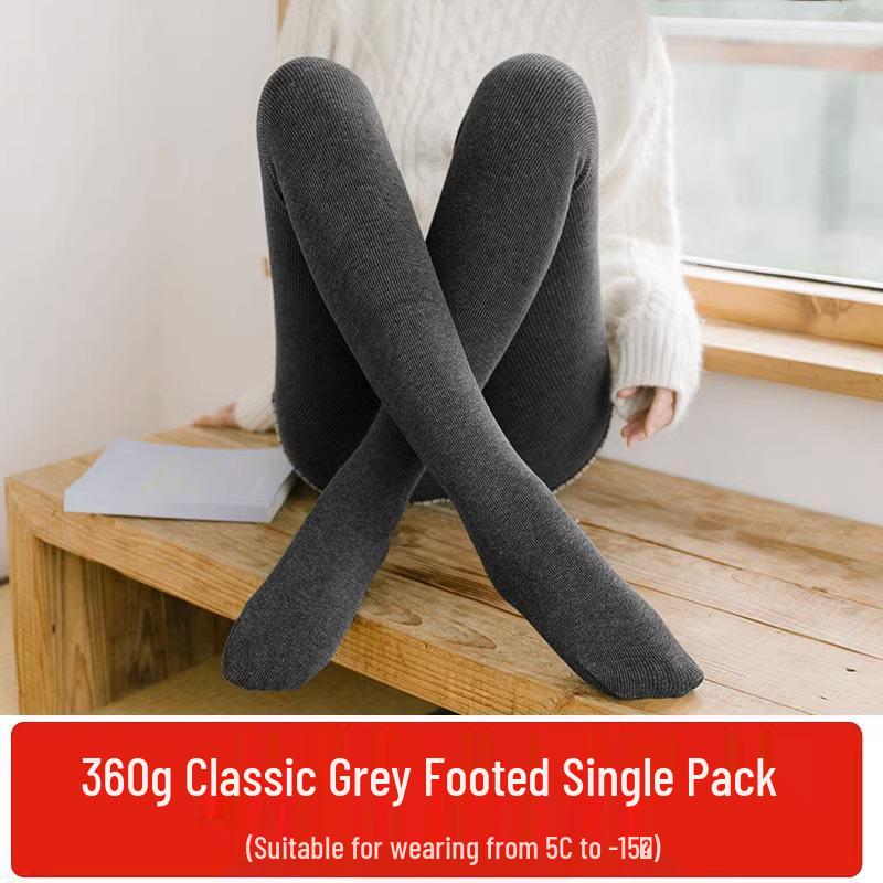 Women's Plus-Size Fleece-Lined Base Layer Pants, Footed Tights for Autumn and Winter - Thickened Warm Cotton for Up to 200 Jin.