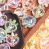 5pcs UV Plated Dazzle Transparent Vertical Hole Crown Peach Heart Loose Beads Fashion Pendant DIY Handmade Materials Jewelry Accessories