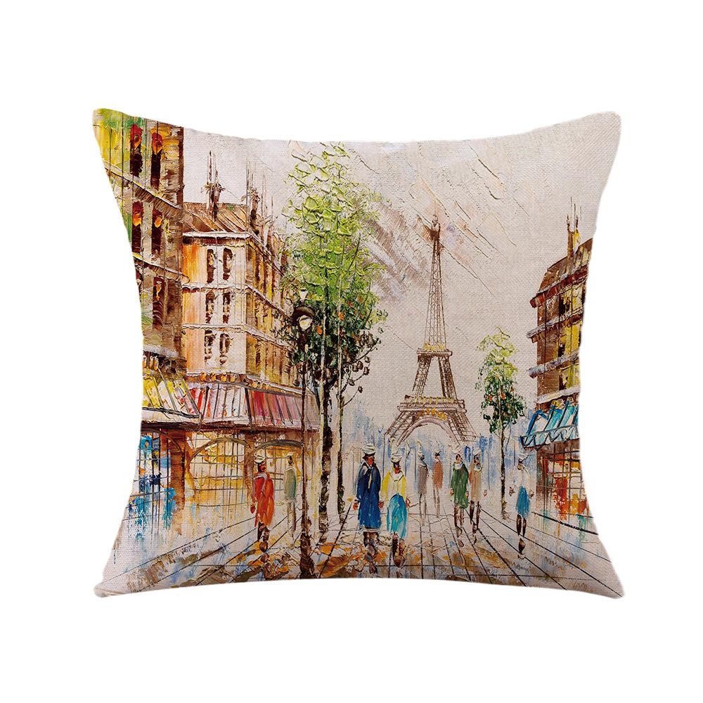 Valentine's Day Pillow Printed Landscape Character Linen Short Plush Pillow Case Home Decoration Pillow Case